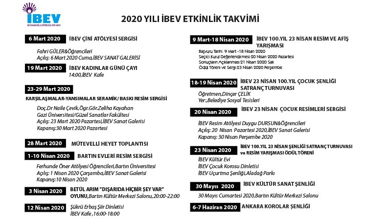 İBEV 2020 ETKİNLİK TAKVİMİ